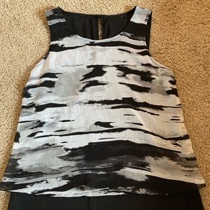 Black and white tank dressy blouse